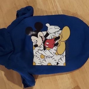 Pull-over Blue Dog Hoodie Mickey Mouse Flowers